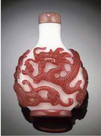 19th Century A red overlay white glass snuff bottle